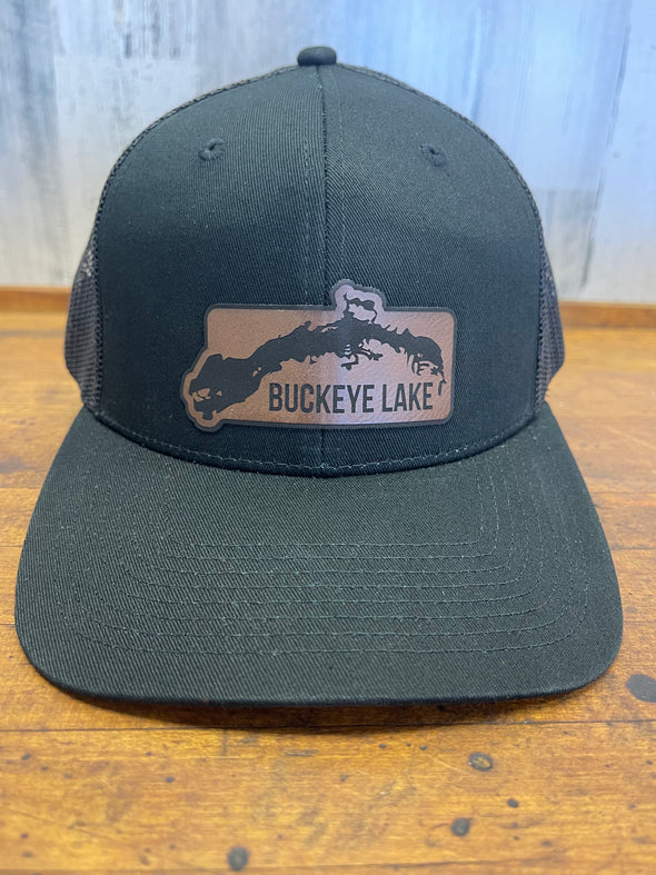 Buckeye Lake Ohio Leather Patch Trucker Hat