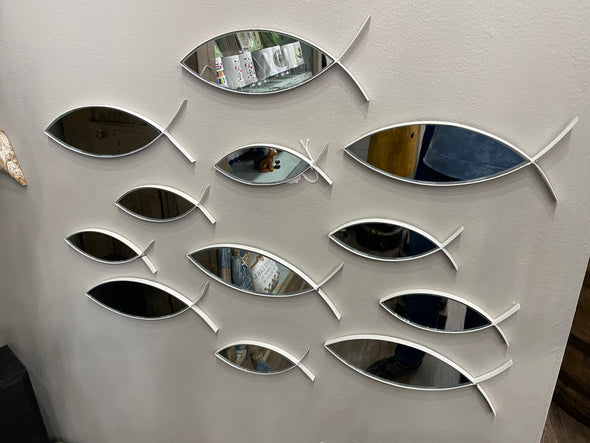 Catch of The Day White Mirrored Fish Wall Decoration