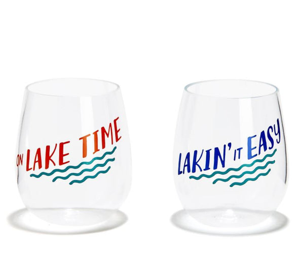 Lake Life Acrylic Wine Glass Set